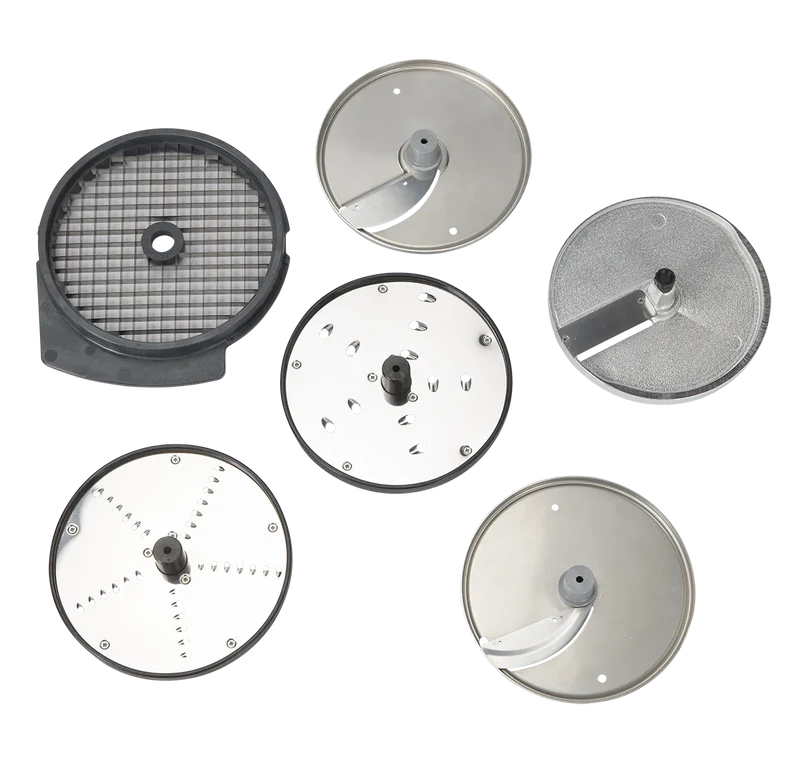 Dito Sama Scheiben-Set PROFI (2mm & 5mm Schneiden, 3mm & 7mm Reiben, 10mm Schneiden, 10x10mm Würfeln - Ø 175 mm)