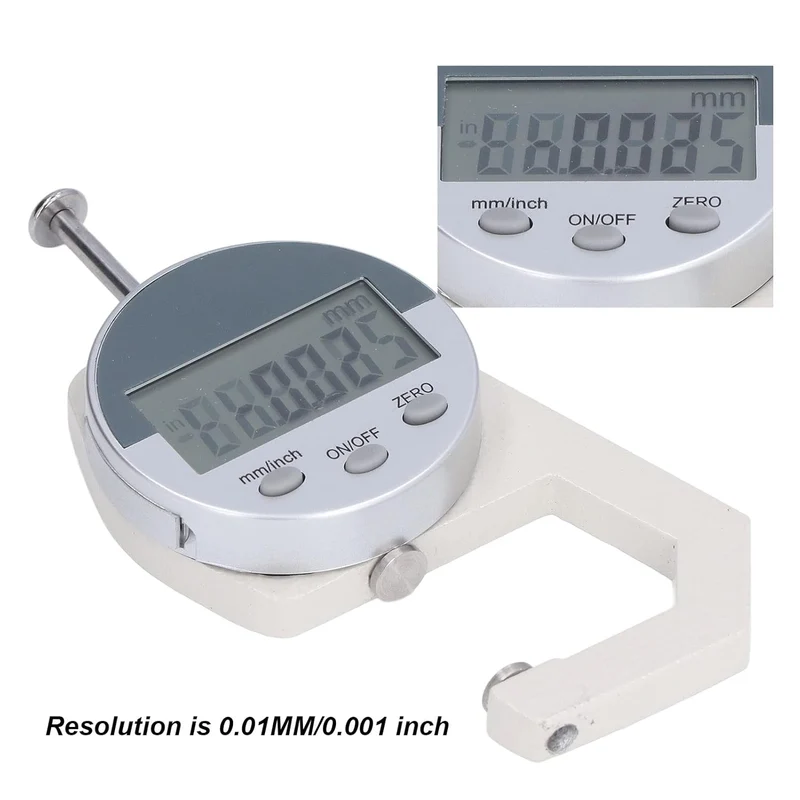 Telituny Dickenmesser Digital, 0-25,4 mm Bereich LCD Bildschirm Digitalanzeige Flaches Dicken Messge