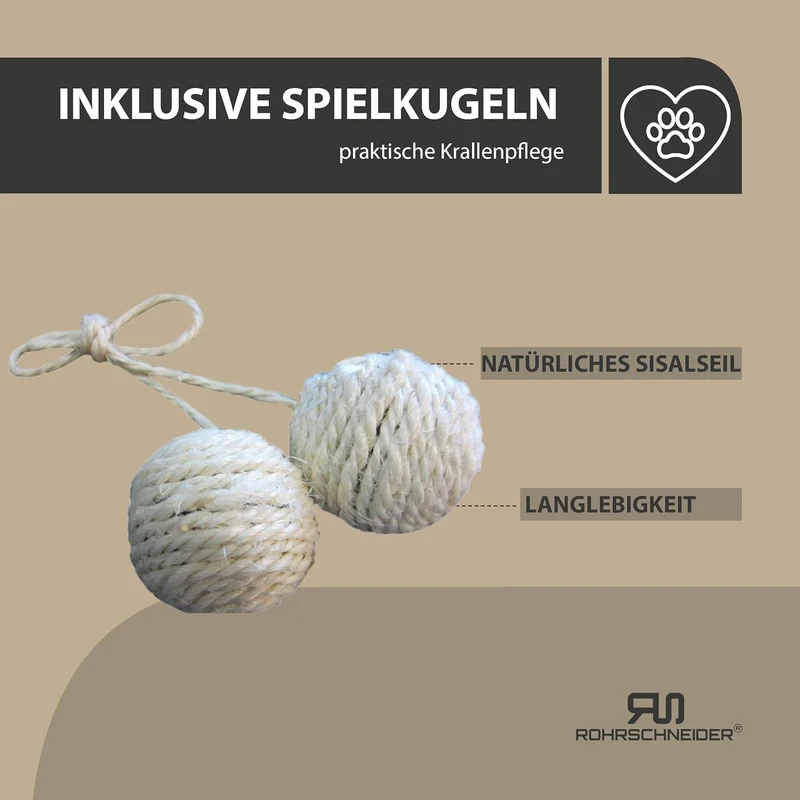 Rohrschneider Katzenbett Cordstoff mit Spielkugelset (Taupe, breiter Cordstoff) Taupe breiter Cordst