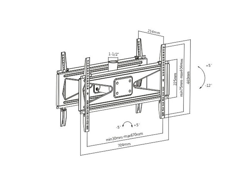 Ceiling mount for two televisions MC-703 set with MC-706 and MC-707