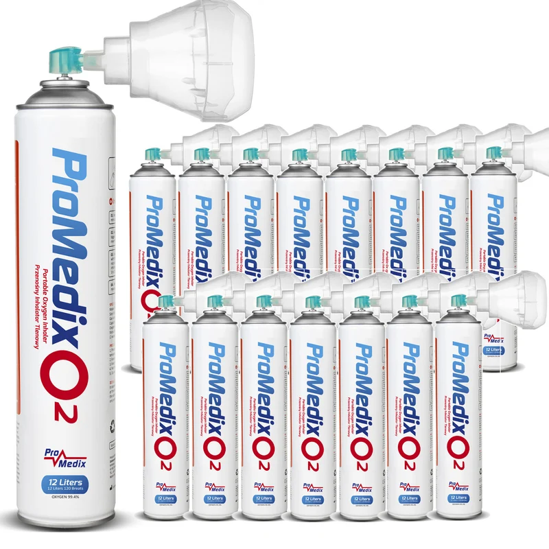 Portable 99.4% canned oxygen inhaler Promedix 12L, PR-994, 16 units