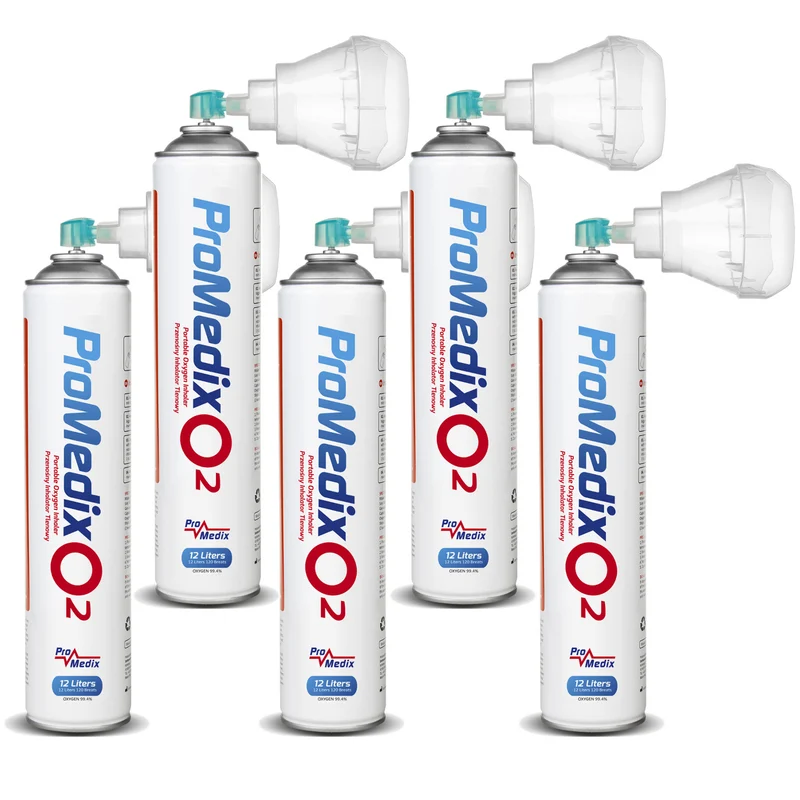 Portable 99.4% canned oxygen inhaler Promedix 12L, PR-994, 5 units