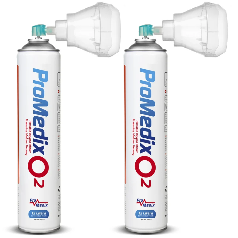 Portable 99.4% canned oxygen inhaler Promedix 12L, PR-994, 2 pieces