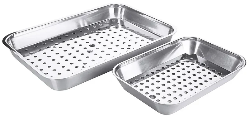 Edelstahl Grill-/ Abtropfschale 35-50 cm mit gelochtem Einsatz
