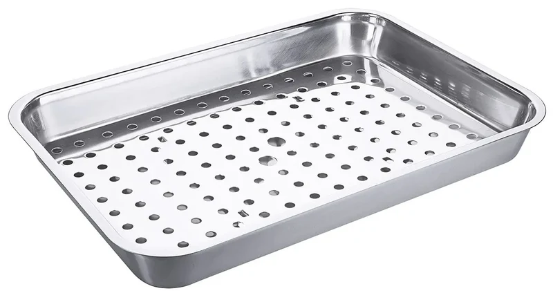 Edelstahl Grill-/ Abtropfschale 35-50 cm mit gelochtem Einsatz