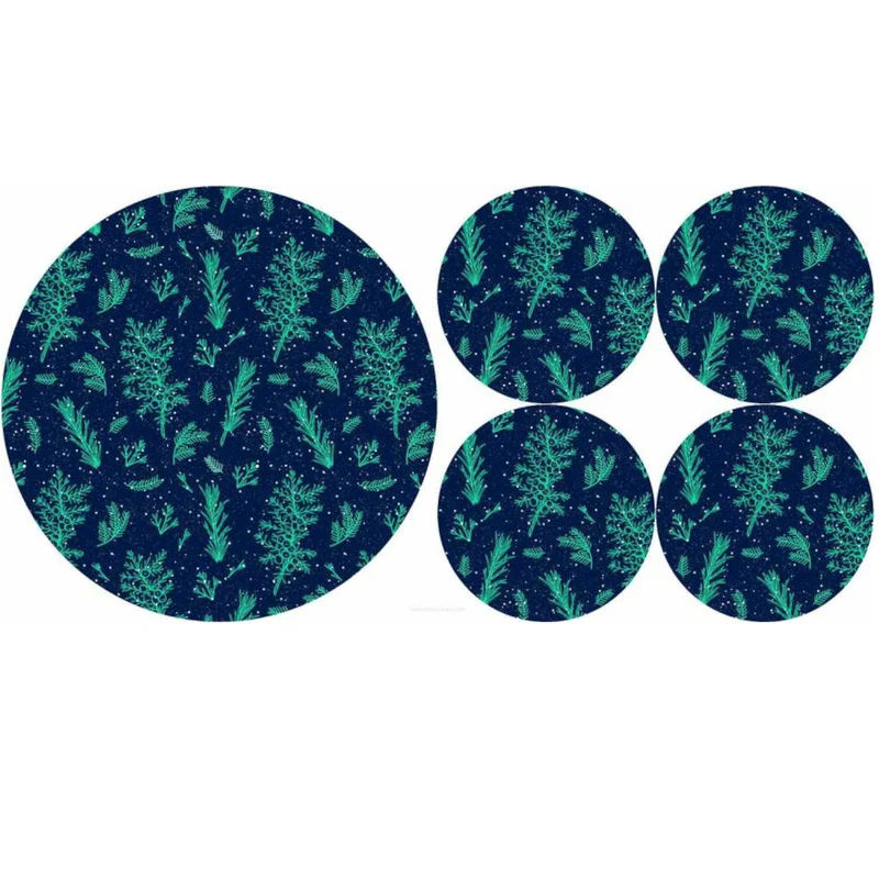 Set of round felt table placemats 1 + 4 - JUNIPER