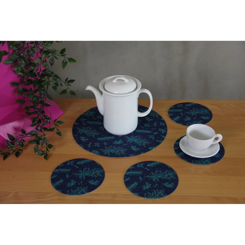 Set of round felt table placemats 1 + 4 - JUNIPER