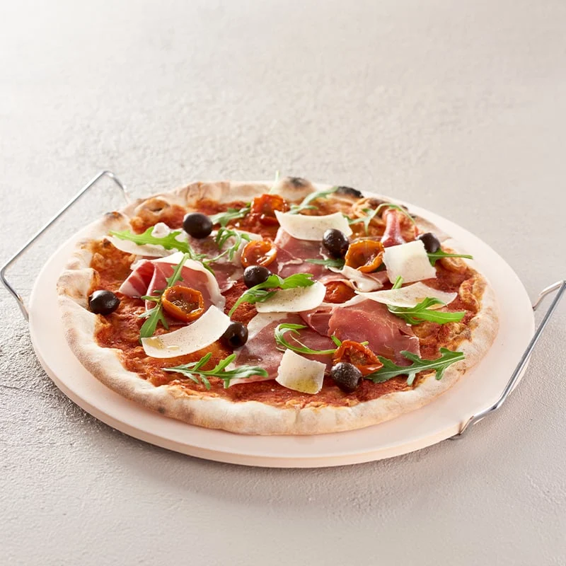 Pizzastein mit Halterung – 33 cm