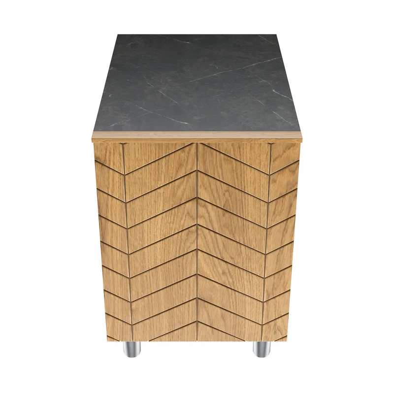 Gastronics Kassentisch Premium – Elegantes Design mit LED-Fischgrätenverkleidung und schwarzem Granit 60 x 85 x 87 cm