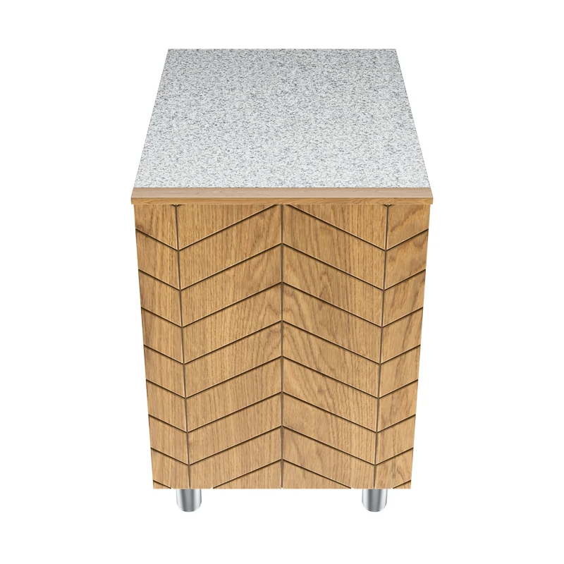 Gastronics Kassentisch Premium – Elegantes Design mit LED-Fischgrätenverkleidung und grauem Granit 60 x 85 x 87 cm