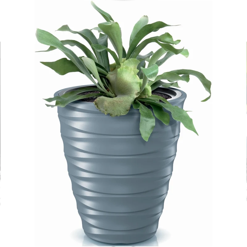 Prosperplast Freze DBFE400-443U Round Planter Flower Pot 28L Grey with Inner Liner Frostproof Weather Resistant