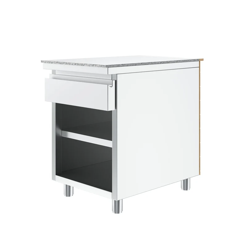 Gastronics Kassentisch Premium – Elegantes Design mit LED-Fischgrätenverkleidung und grauem Granit 60 x 85 x 87 cm