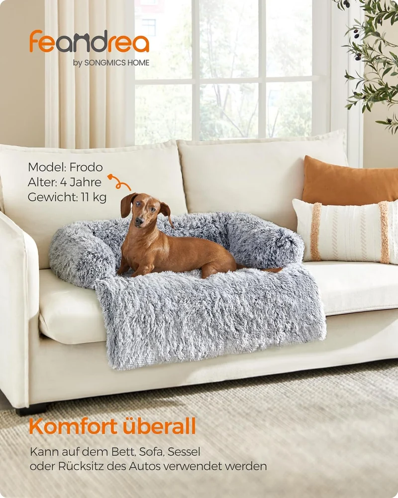 Feandrea FluffyHug Hundebett Plüsch, Hundedecke Sofa, Sofaschutz Hund, Hundekissen, Grösse L, für mi