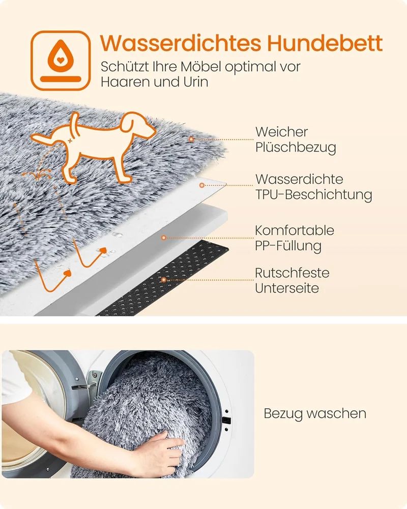 Feandrea FluffyHug Hundebett Plüsch, Hundedecke Sofa, Sofaschutz Hund, Hundekissen, Grösse L, für mi