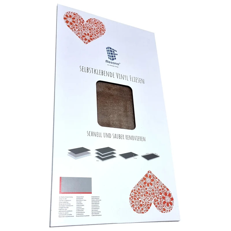 Self-adhesive tiles for wall floor Fliesana, set of 3 pieces, waterproof, natural stone pattern, rust color
