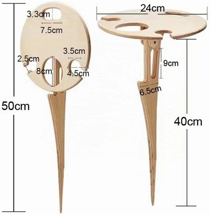 Tnfeeon Faltbarer Weintischstecker mit Glashalter, Tragbares Weinregal aus Holz für Camping-Picknick