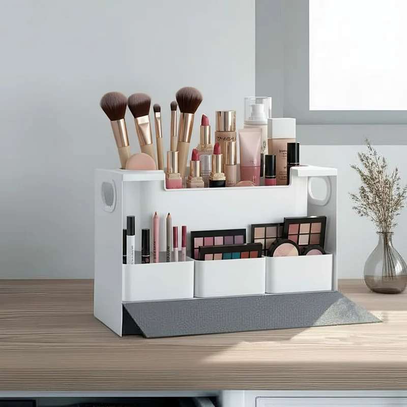 Maclean MC-479 Make Up Accessories Organizer with Comparments Cosmetics Toiletries Storage Rack Magnetic Cover 8kg