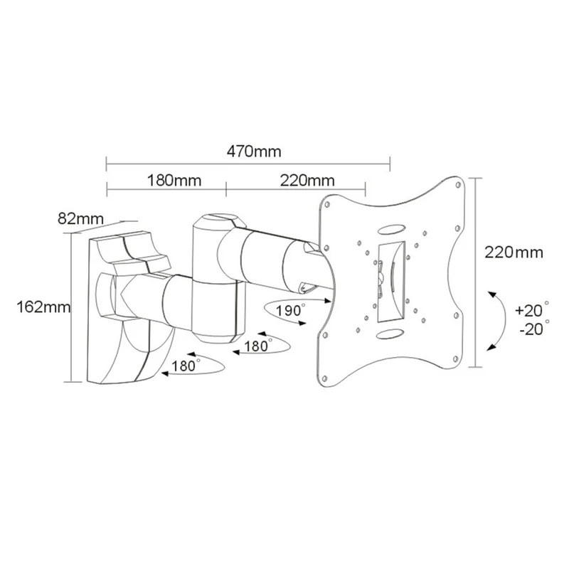 Maclean TV or monitor mount, universal, max VESA 200x200, 23-50", 30 kg, silver, MC-503A S
