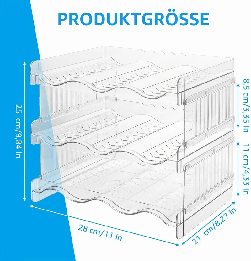 3er Set Stapelbarer Flaschenhalter für Schrank, Flaschen Organizer, Flaschenhalter Kühlschrank Organ