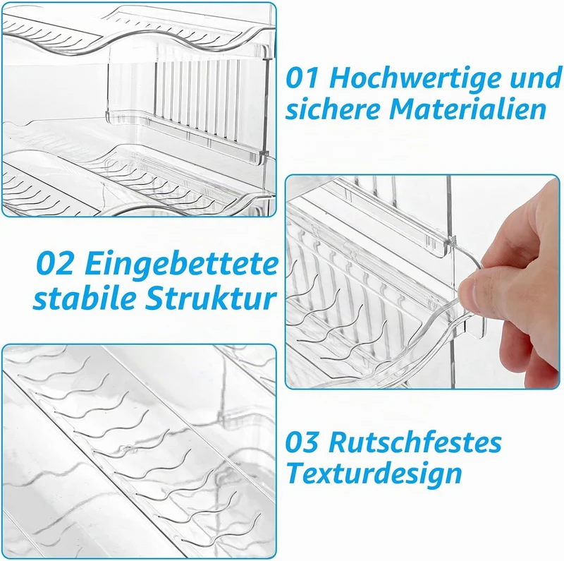 3er Set Stapelbarer Flaschenhalter für Schrank, Flaschen Organizer, Flaschenhalter Kühlschrank Organ