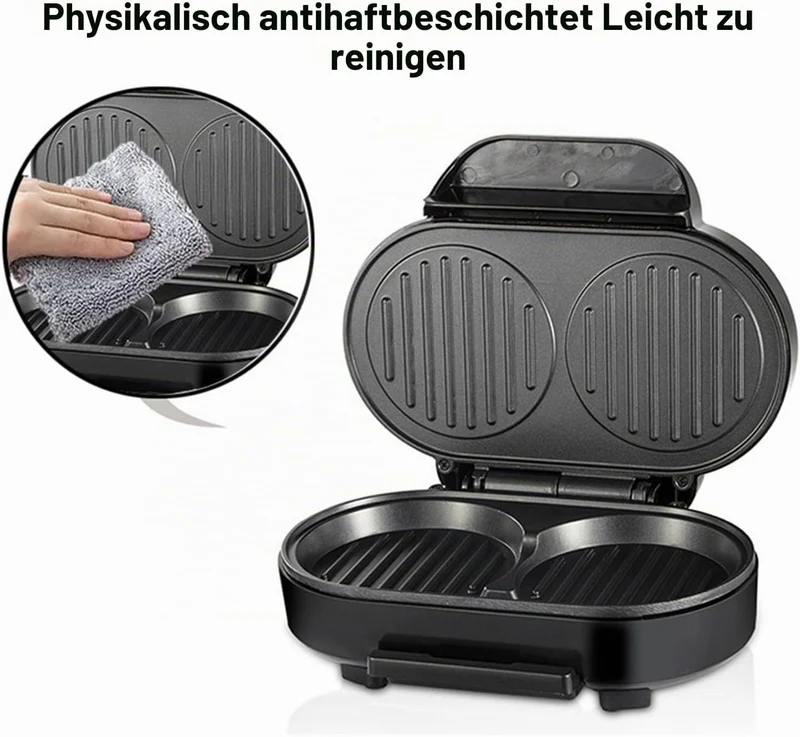 Elektrischer Frühstücksbereiter, Elektrischer Eier-Burger-Maker, Anti-Stick mit Aluminium-Heizplatte