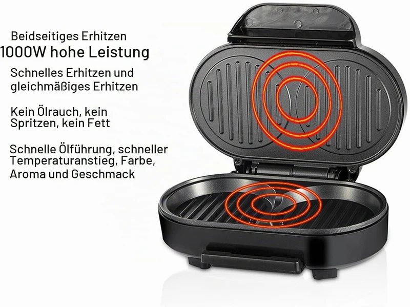 Elektrischer Frühstücksbereiter, Elektrischer Eier-Burger-Maker, Anti-Stick mit Aluminium-Heizplatte