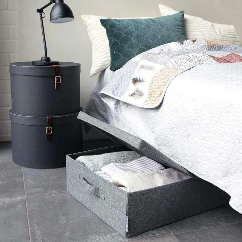 BIGSO BOX OF SWEDEN Unterbett Aufbewahrungsbox – faltbare Box mit Griffen für Decken, Kleidung, Kiss