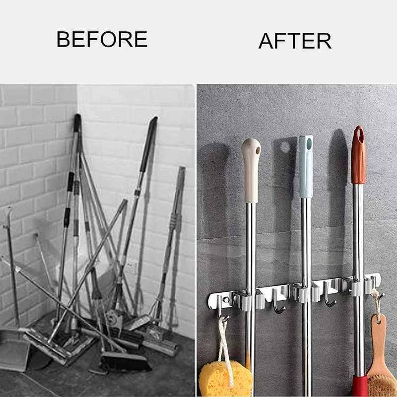 Copiel Mop Halter, Edelstahl Wandregal Besen montiert Storage Organizer Hochleistungswerkzeug Kleide
