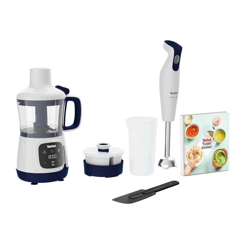 Tefal HB55W4 Yummy Gourmet Babynahrungszubereiter | inkl. Stabmixer, Spatel, Messbecher, 2x Keramikv