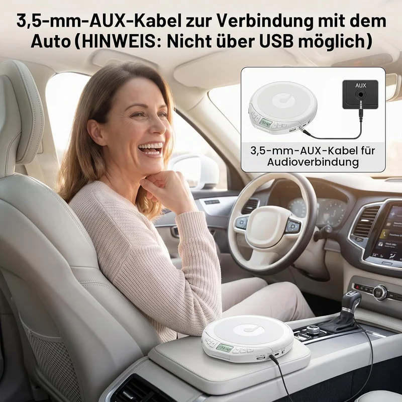 Gueray CD Spieler Tragbarer CD-Player Persönliche CD Players mit Kopfhörer LCD Display Anti-Skip Sch