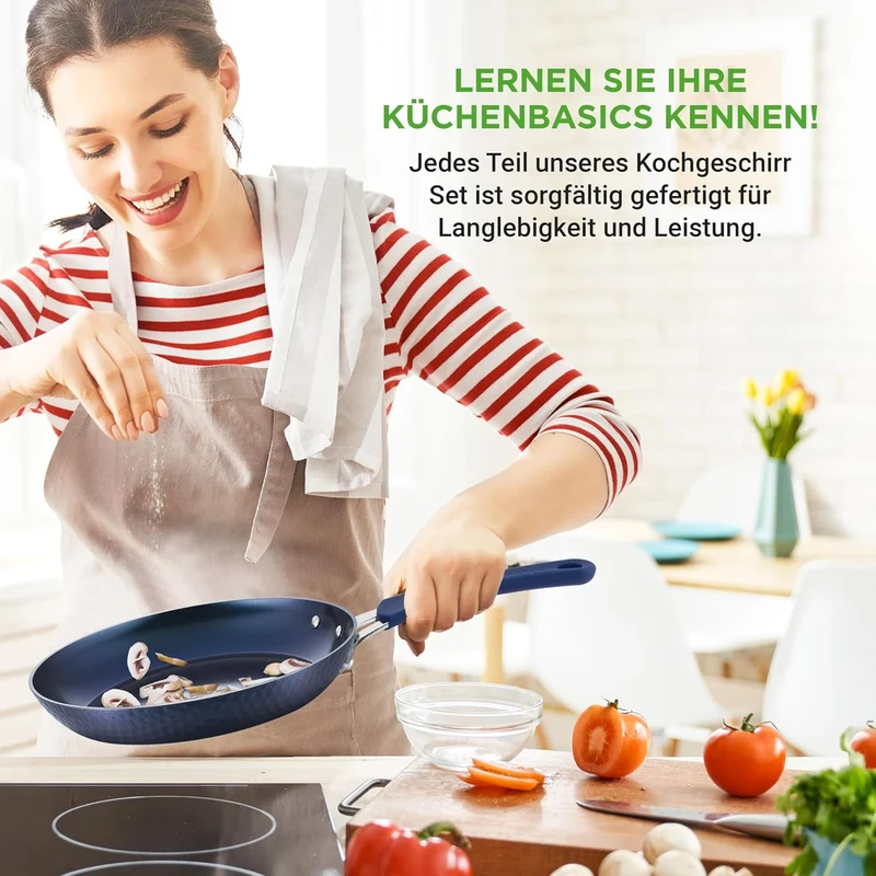 NutriChef Pfannenset & Topfset 11-teilig Antihaftbeschichtet – Kochtopf Set mit Durchsichtigen Decke