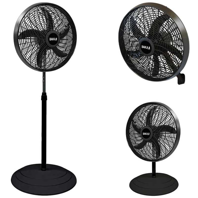 BAKAJI Ventilator 3-in-1, Tischventilator aus Stahl und Kunststoff, 3 einstellbare Geschwindigkeiten