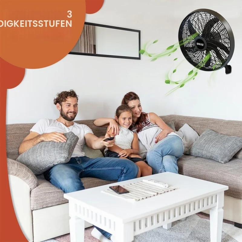 BAKAJI Ventilator 3-in-1, Tischventilator aus Stahl und Kunststoff, 3 einstellbare Geschwindigkeiten