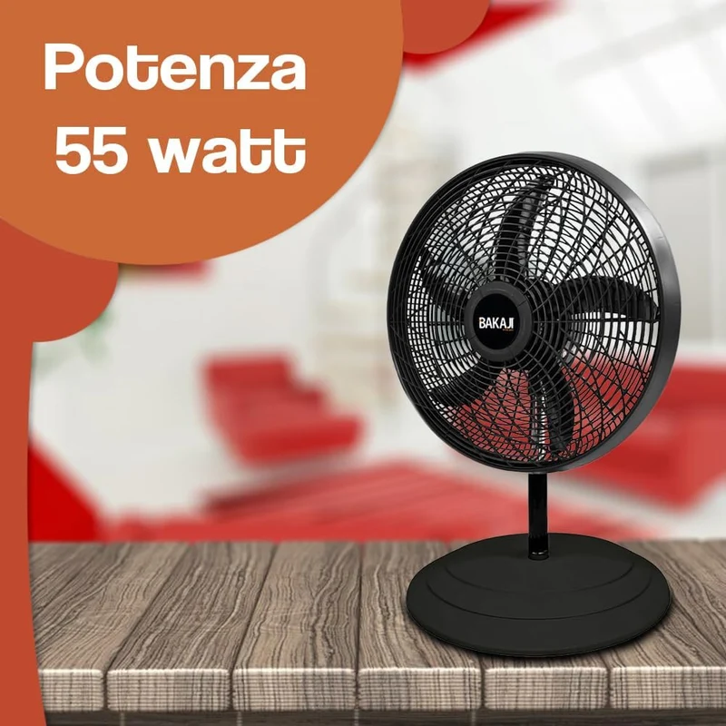 BAKAJI Ventilator 3-in-1, Tischventilator aus Stahl und Kunststoff, 3 einstellbare Geschwindigkeiten
