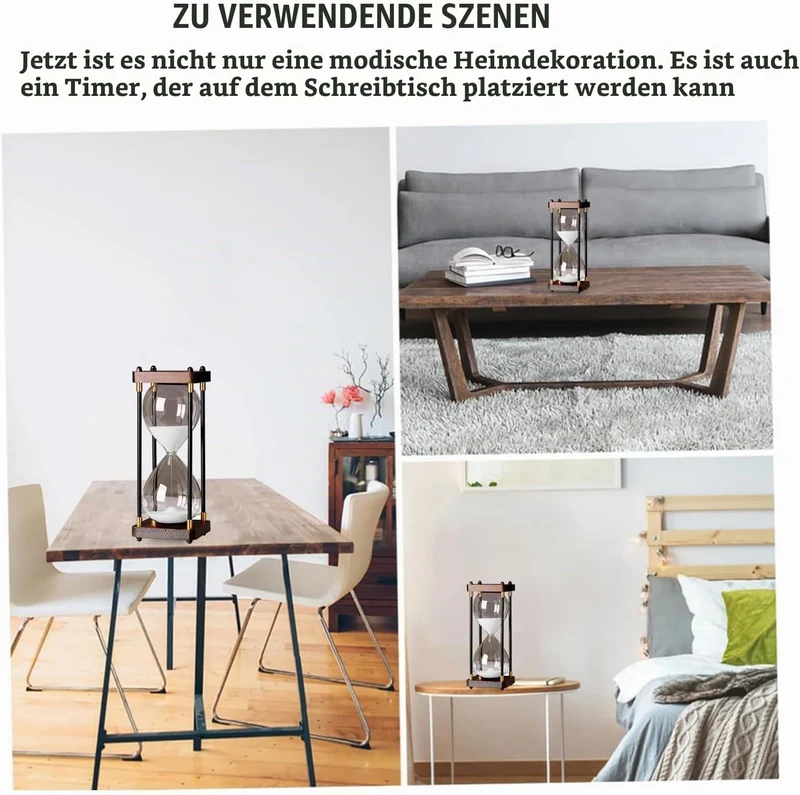 Grosse Sanduhr 60 Minuten, Sanduhr aus Holz, Regenbogen Glas Deko Sanduhren, Geschenk Sanduhr, für H