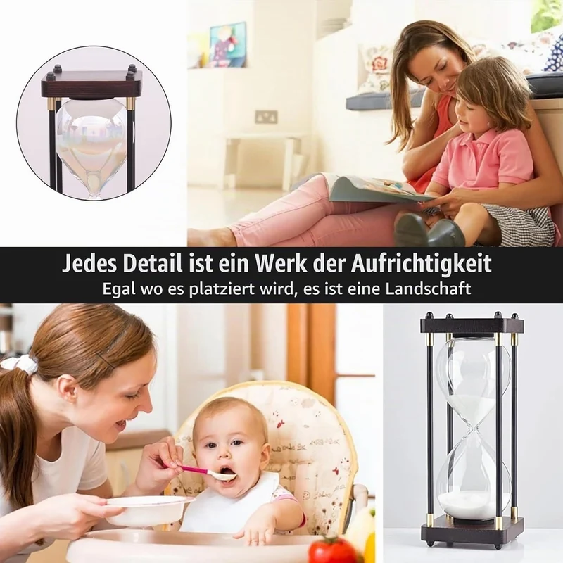 Grosse Sanduhr 60 Minuten, Sanduhr aus Holz, Regenbogen Glas Deko Sanduhren, Geschenk Sanduhr, für H