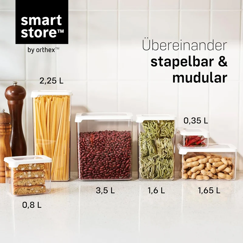 SmartStore Vorratsdosen 1.65L – 4er Set Luftdicht - Plastik Aufbewahrungsbox mit Deckel, BPA Frei, S