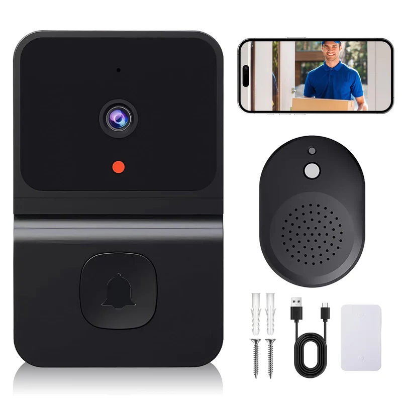 Video Türklingel mit Kamera Kabellos, WLAN Video Türklingel mit Kamera, 2.4GWifi Video Doorbell Nach