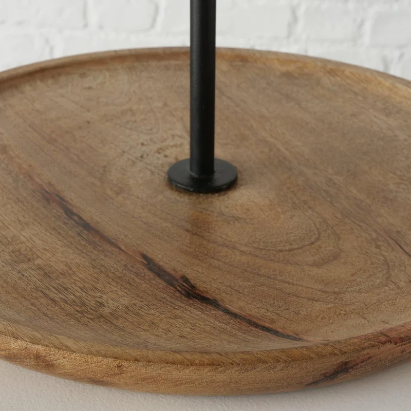 Boltze Etagere Kabir Obstkorb aus Holz und Metall 2 Etagen Obstschale Gemüseschale Dekorativ Skandin