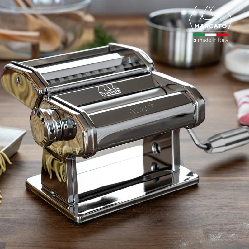 Marcato – Atlas+ Nudelmaschine für frische Pasta aus eloxiertem Aluminium mit 4 Formen | Lasagne, Fe