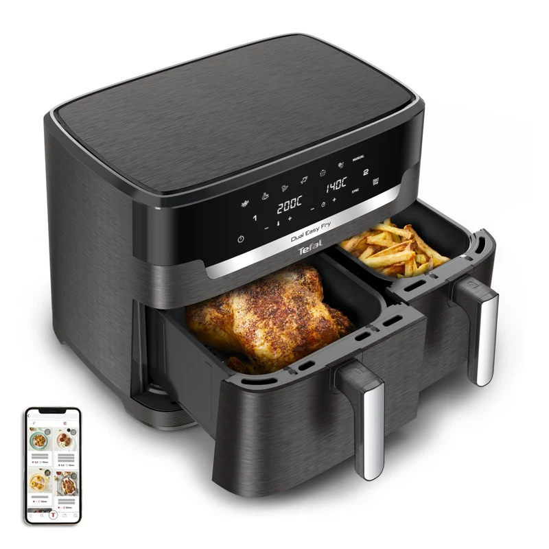 Tefal EY942H - Dual Easy Fry XXL 11L Heißluftfritteuse Doppelkammer