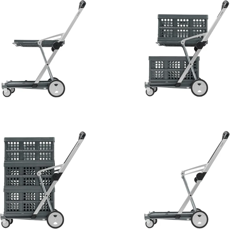 CLAX® Special Edition GRAU | Fahrtisch | Kommissionierwagen | Einkaufswagen | inklusive Faltbox