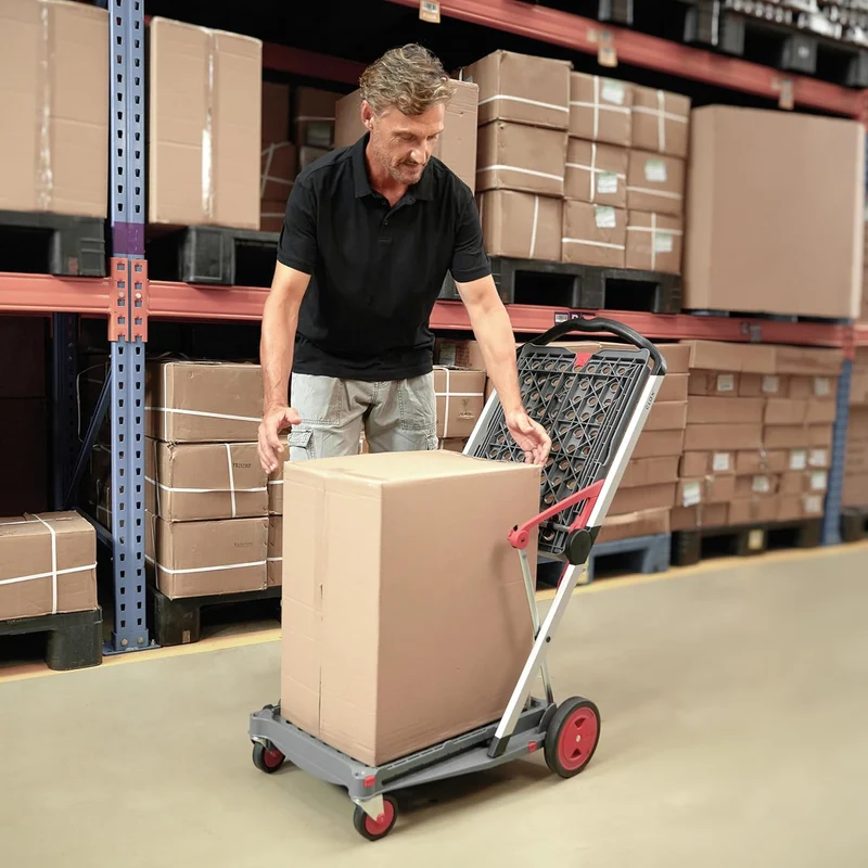 CLAX® Special Edition GRAU | Fahrtisch | Kommissionierwagen | Einkaufswagen | inklusive Faltbox