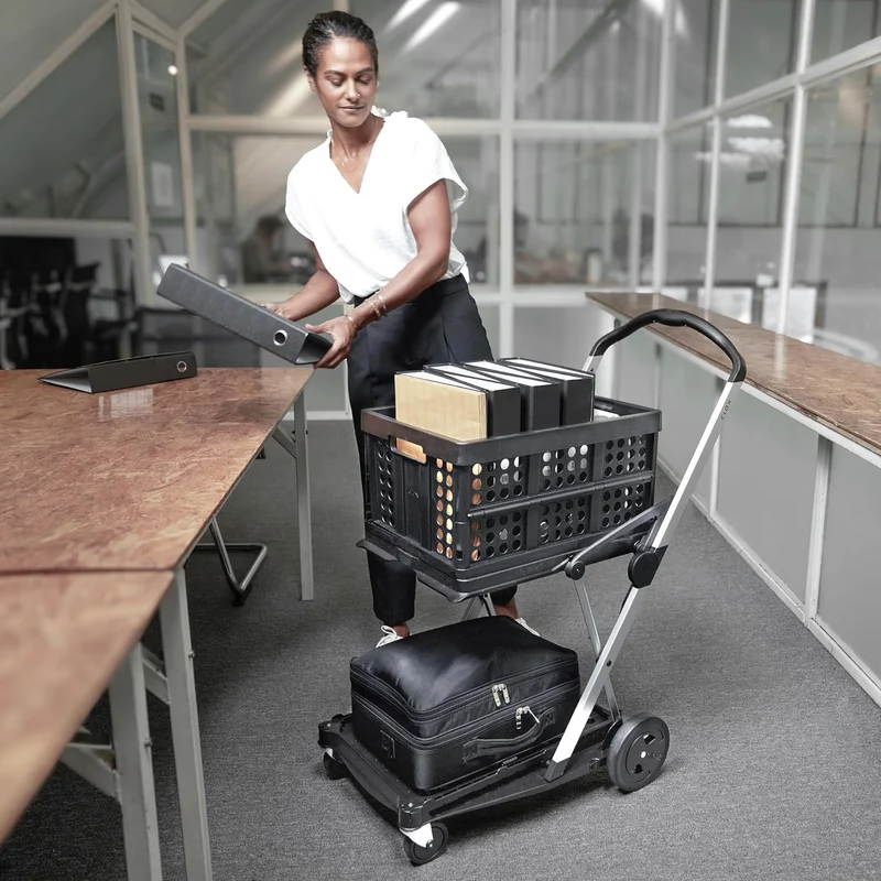 CLAX® Special Edition GRAU | Fahrtisch | Kommissionierwagen | Einkaufswagen | inklusive Faltbox