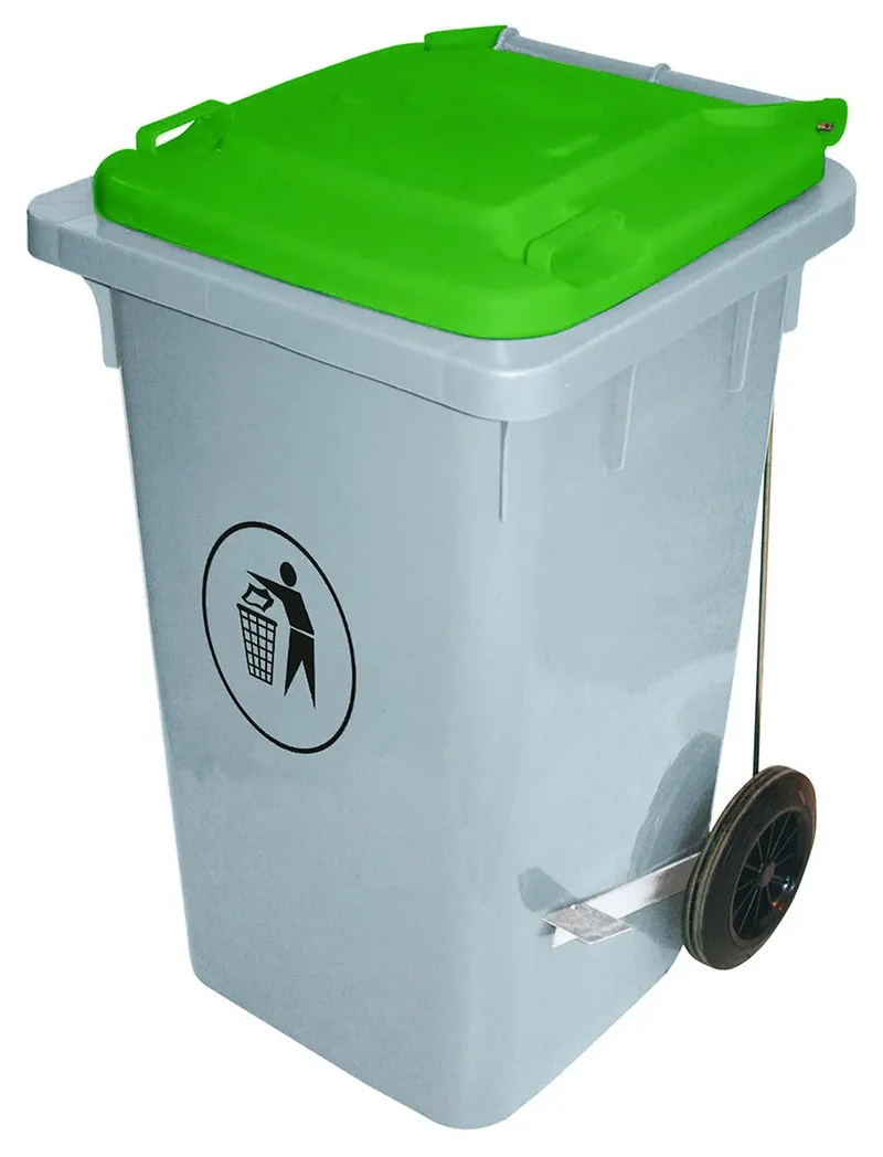 Industrie Tretabfalleimer 100 Liter gelb/grün mit Tretpedal