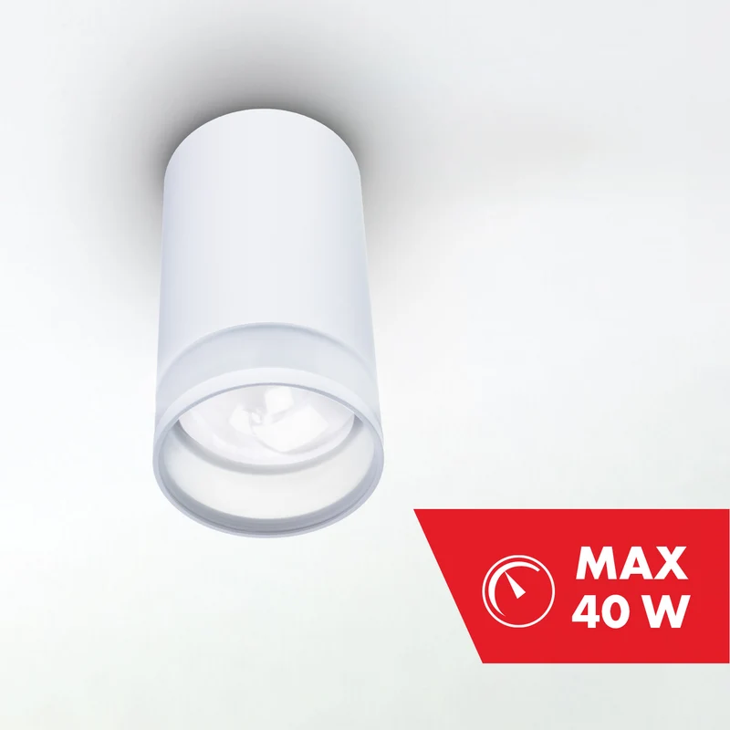 Maclean surface mount / tube luminaire, spot, round, aluminum, GU10, 55x105mm, white, MCE361 W