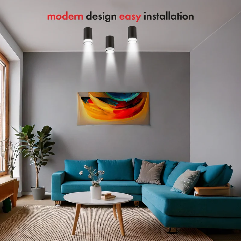 Maclean surface-mounted luminaire / tube, spot, round, aluminum, GU10, 55x105mm, black color, MCE361 B