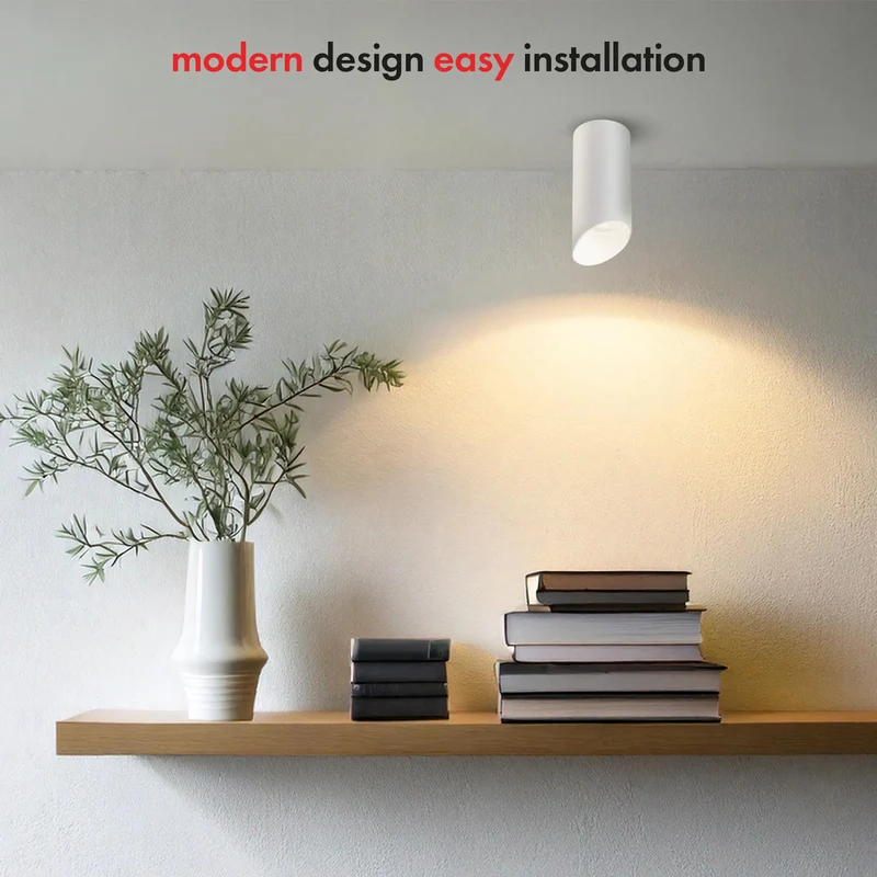 Maclean surface mount / tube luminaire, spot, round, aluminum, GU10, 55x130mm, white, MCE360 W
