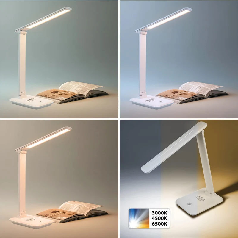 Maclean MCE616 Dimmable LED Desk Lamp Desk Lamp 9W with Induction Qi Charger Adjustable Ligth Temperature White