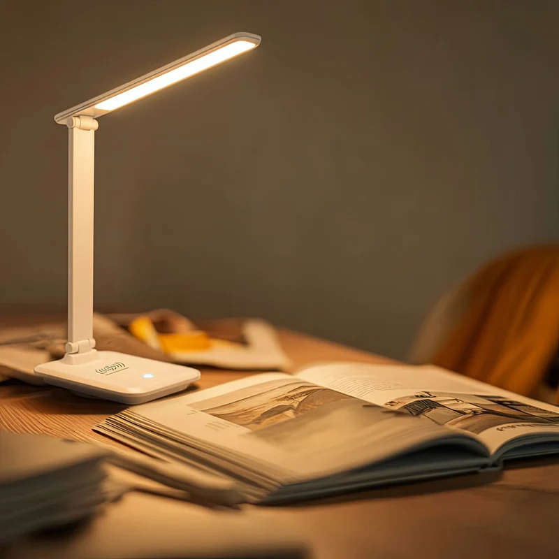 Maclean MCE616 Dimmable LED Desk Lamp Desk Lamp 9W with Induction Qi Charger Adjustable Ligth Temperature White